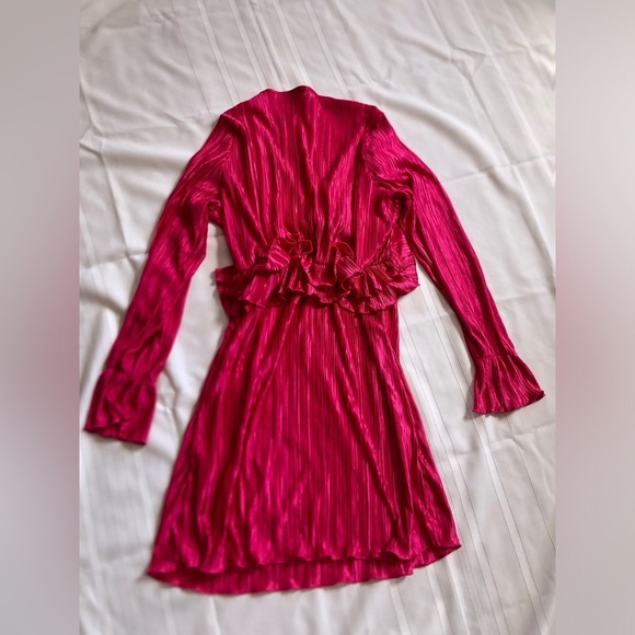 Pink Long Sleeve Dress with Ruffle Detail - Picture 11 of 12